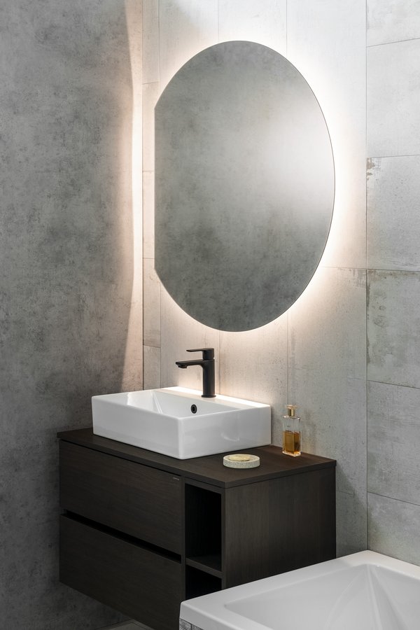 Sapho DARA CUT zrcadlo s LED podsvícením 20W, ø 100x90cm, topná fólie 34900CI