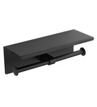 Photo: Double toilet paper holder with shelf 30cm, black matt