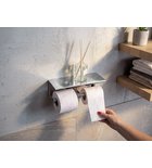 Photo: Double toilet paper holder with shelf 30cm, chrome