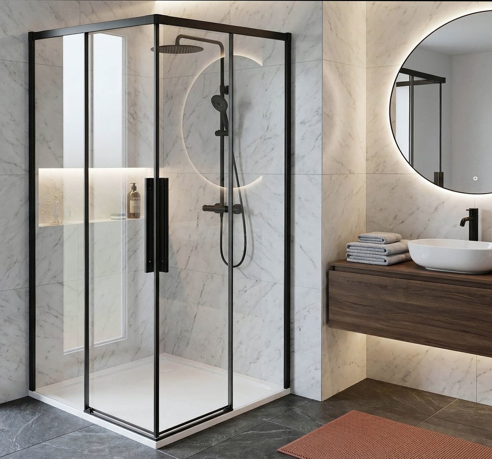 Gelco LUXOR BLACK sprchové dveře pro rohový vstup 800mm, čiré sklo GU2180B