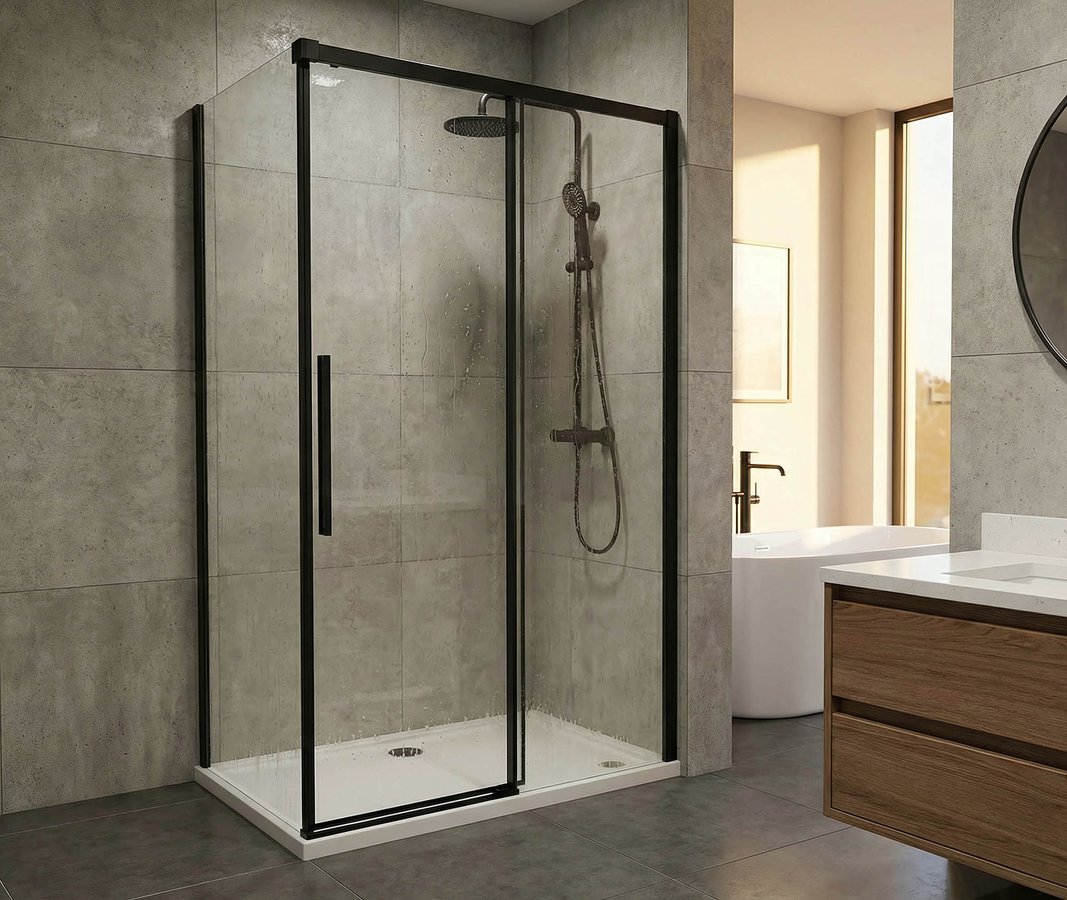 Gelco LUXOR BLACK boční stěna 900mm, čiré sklo GU5690B