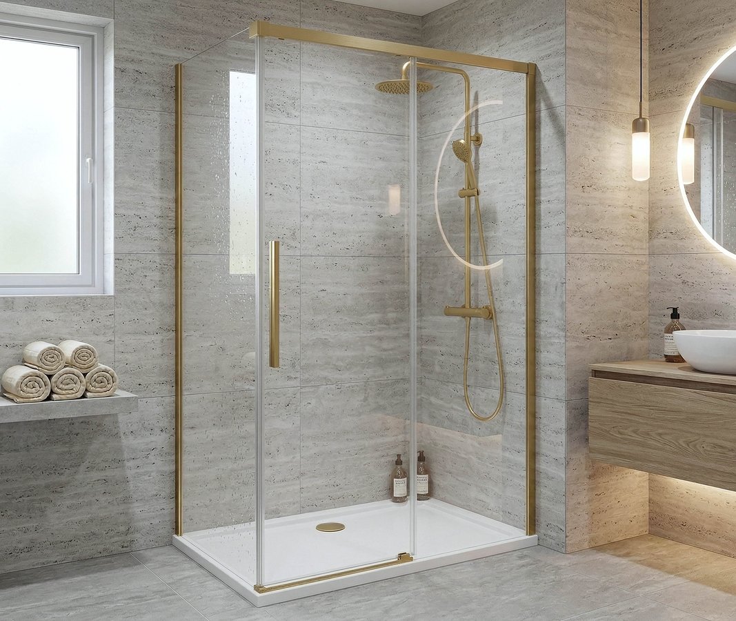 Gelco LUXOR GOLD MATT boční stěna 800mm, čiré sklo GU5680G