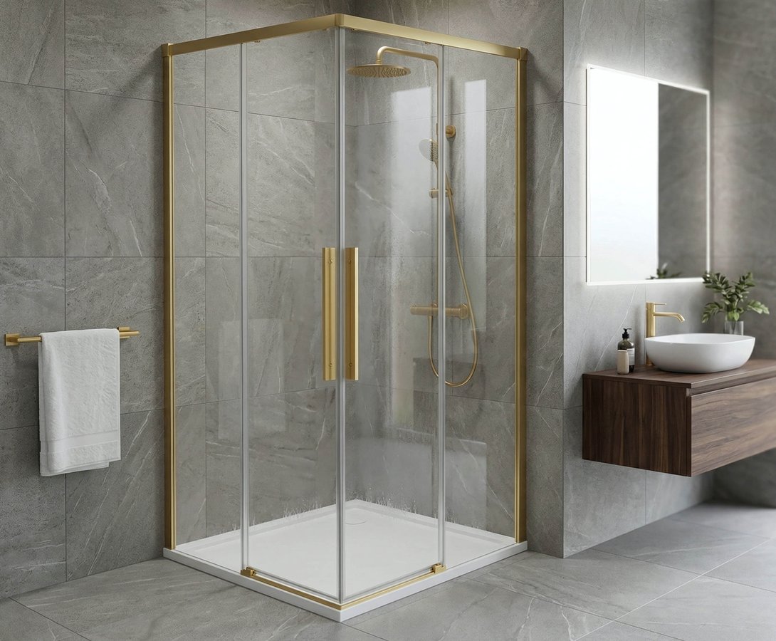 Gelco LUXOR GOLD MATT sprchové dveře pro rohový vstup 800mm, čiré sklo GU2180G