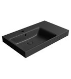 Photo: NUBES ceramic washbasin 80x50cm, shelf right, black matt