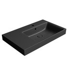Photo: NUBES ceramic washbasin 80x50cm, shelf left, black matt