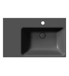 Photo: NUBES keramické umyvadlo 80x50cm, s&nbsp;odkládací plochou vlevo, černá mat