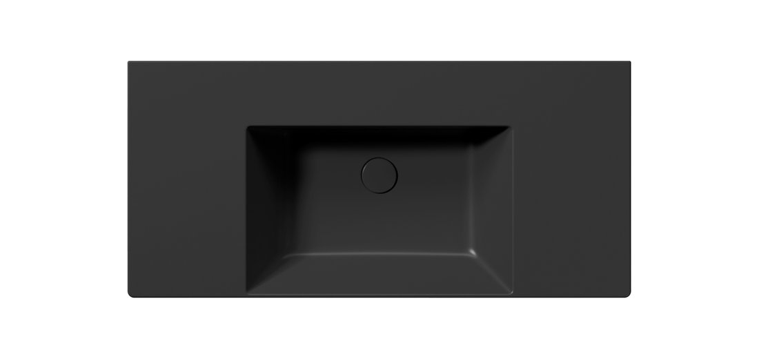 GSI KUBE X keramické umyvadlo 100x47cm, s odkládacími plochami, bez otvoru, černá mat 9451026