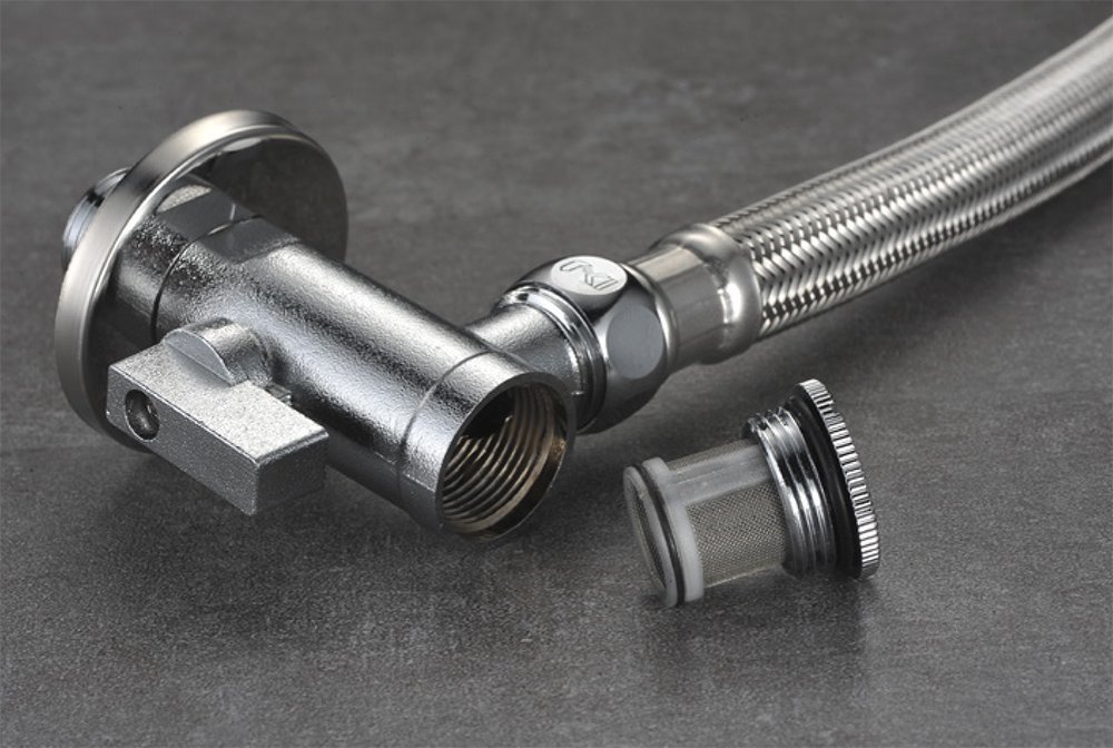 Aqualine Rohový kulový ventil 1/2"x3/8", s filtrem, pár, chrom 5312