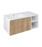 Photo: LOREA basin cabinet 100x46x51,5cm (70+30Pcm), left, oak alabama/white matt