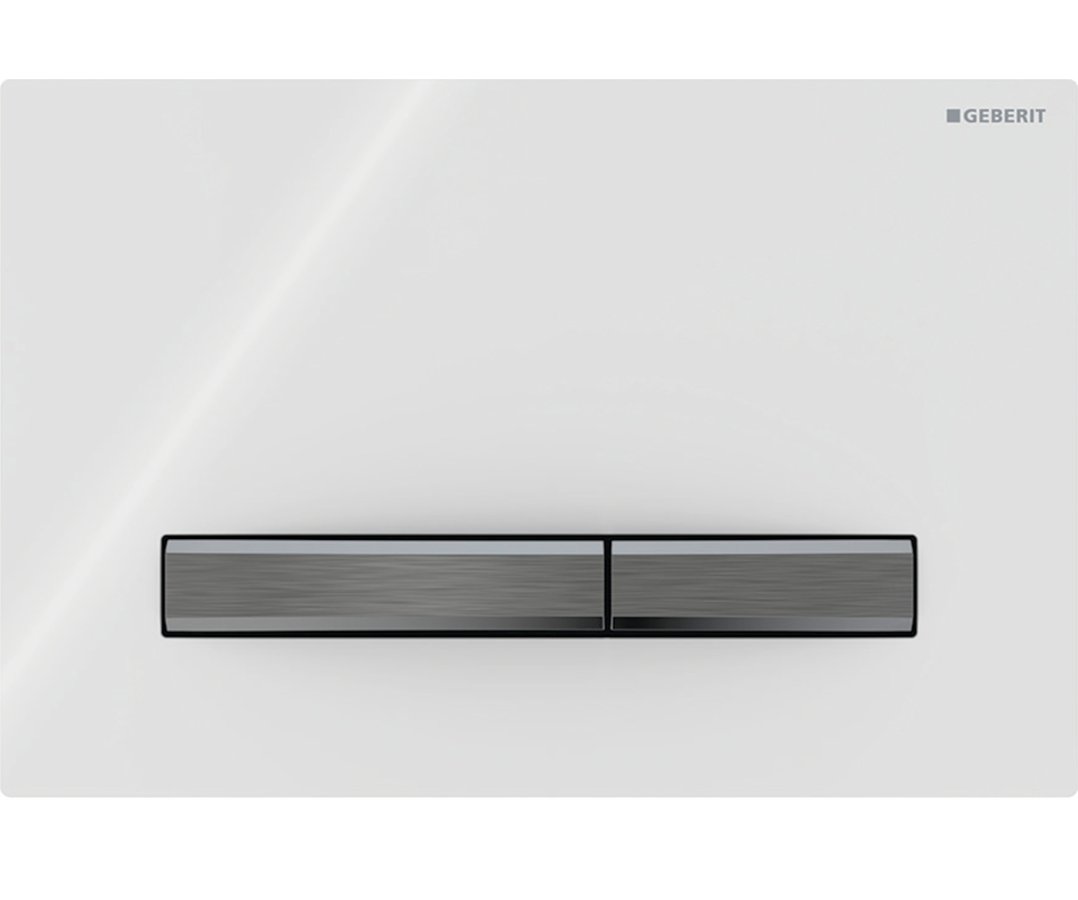 GEBERIT SIGMA50 ovládací tlačítko, bílé sklo/černý chrom 115.671.11.2