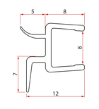 Photo: Uszczelka dolna do  drzwi prysznicowych, szkło 8mm, 1000mm