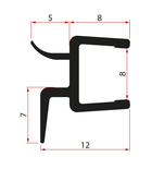 Photo: Spodní těsnění na dveře, sklo 8mm, 1000mm, černá