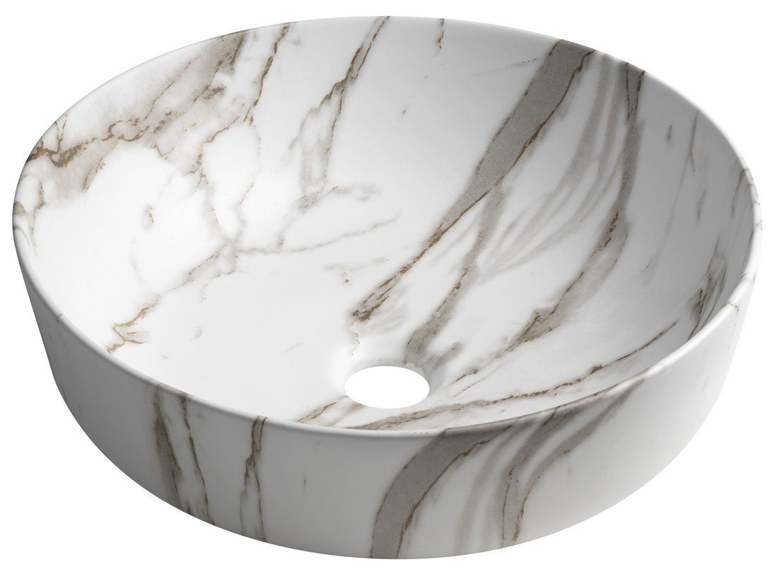 Sapho RONDEA keramické umyvadlo na desku Ø 41cm, bianco carrara AR445BC