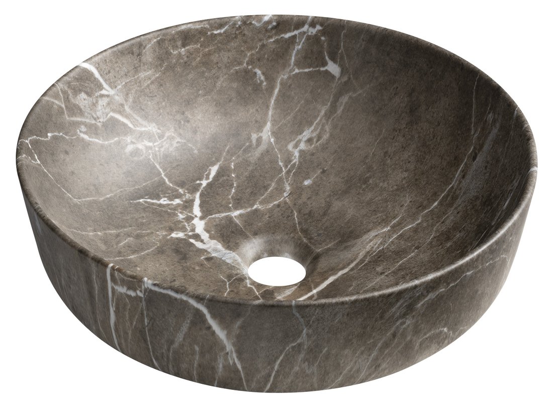Sapho RONDEA keramické umyvadlo na desku Ø 41cm, breccia mramor AR445BM