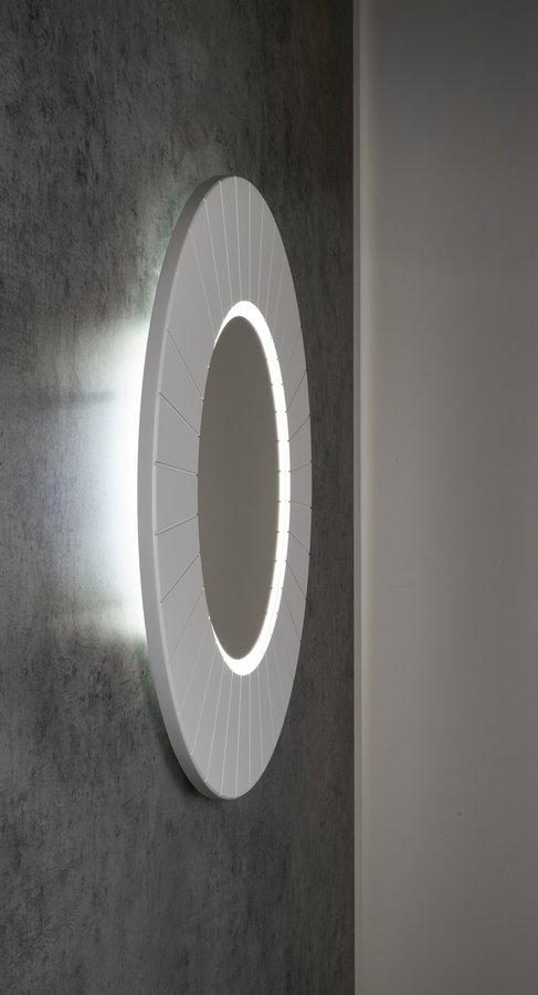 Sapho LUMIRO STRIP kulaté zrcadlo s LED osvětlením v rámu ø 90cm, bílá mat LR950-3131S