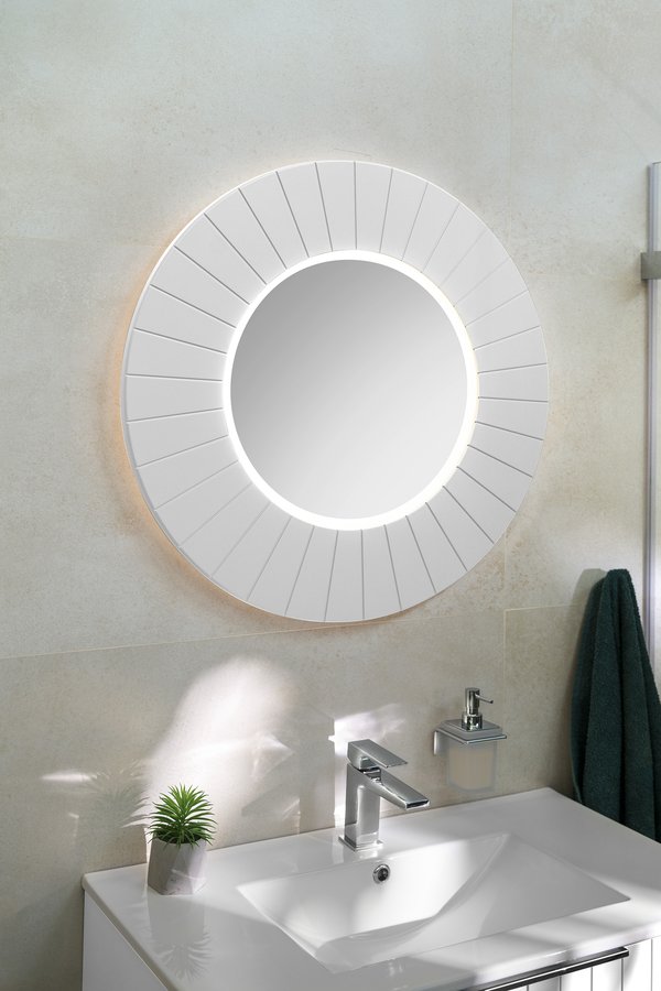 Sapho LUMIRO STRIP kulaté zrcadlo s LED osvětlením v rámu ø 90cm, bílá mat LR950-3131S