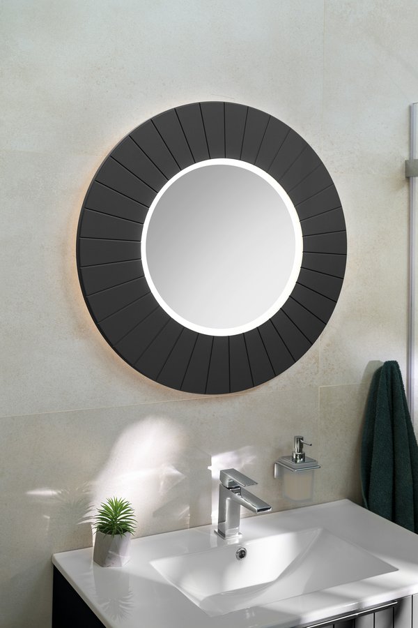 Sapho LUMIRO STRIP kulaté zrcadlo s LED osvětlením v rámu ø 90cm, carina LR950-4141S