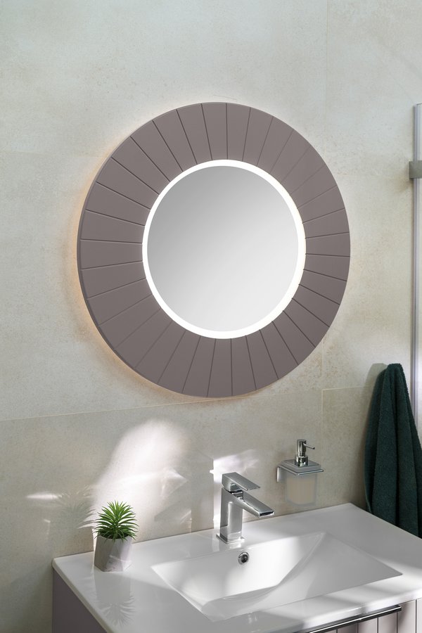 Sapho LUMIRO STRIP kulaté zrcadlo s LED osvětlením v rámu ø 90cm, agila LR950-4343S