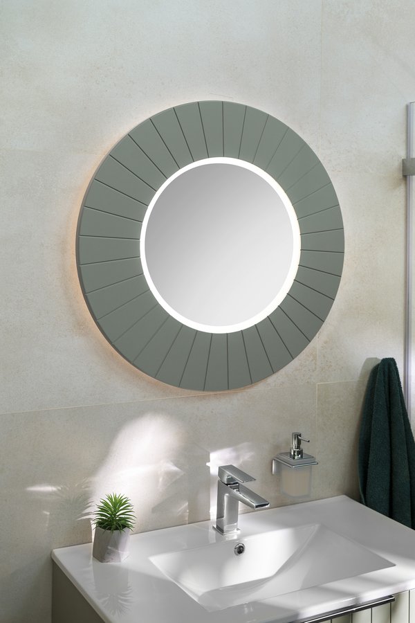 Sapho LUMIRO STRIP kulaté zrcadlo s LED osvětlením v rámu ø 90cm, verde LR950-4444S