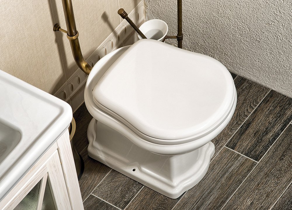 Kerasan RETRO WC sedátko Soft Close, bílá/bronz 108601N