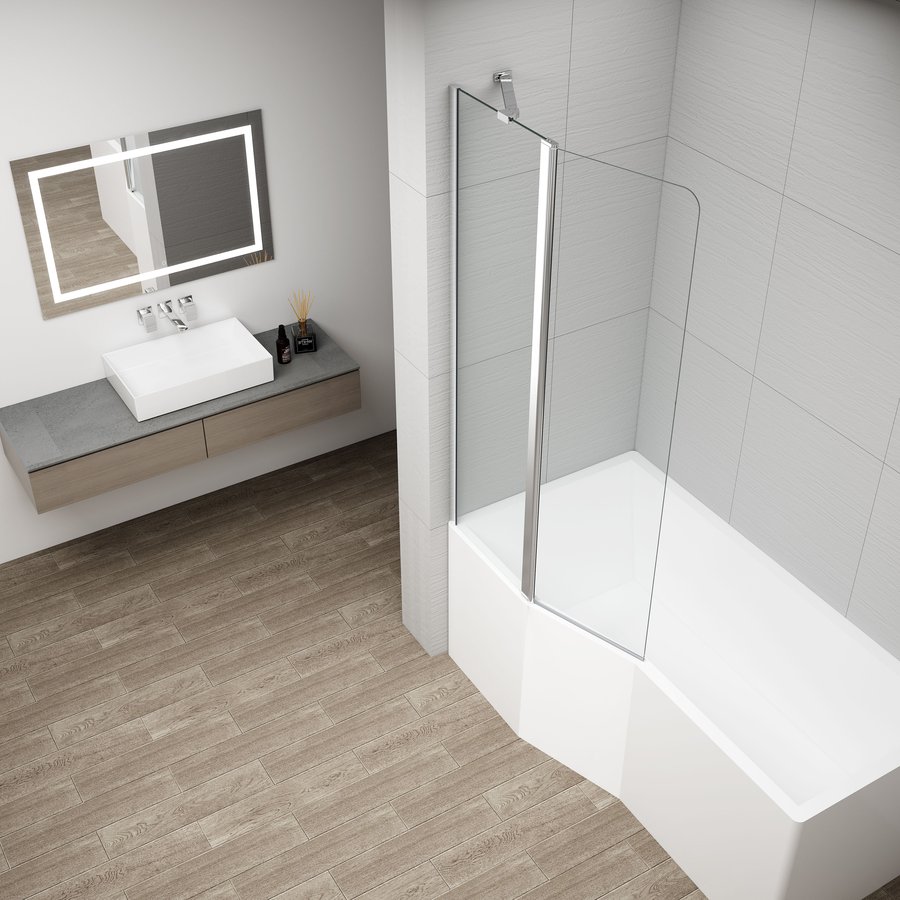 Polysan ROTA vanová zástěna otočná s pevnou stěnou 900mm, čiré sklo FA920