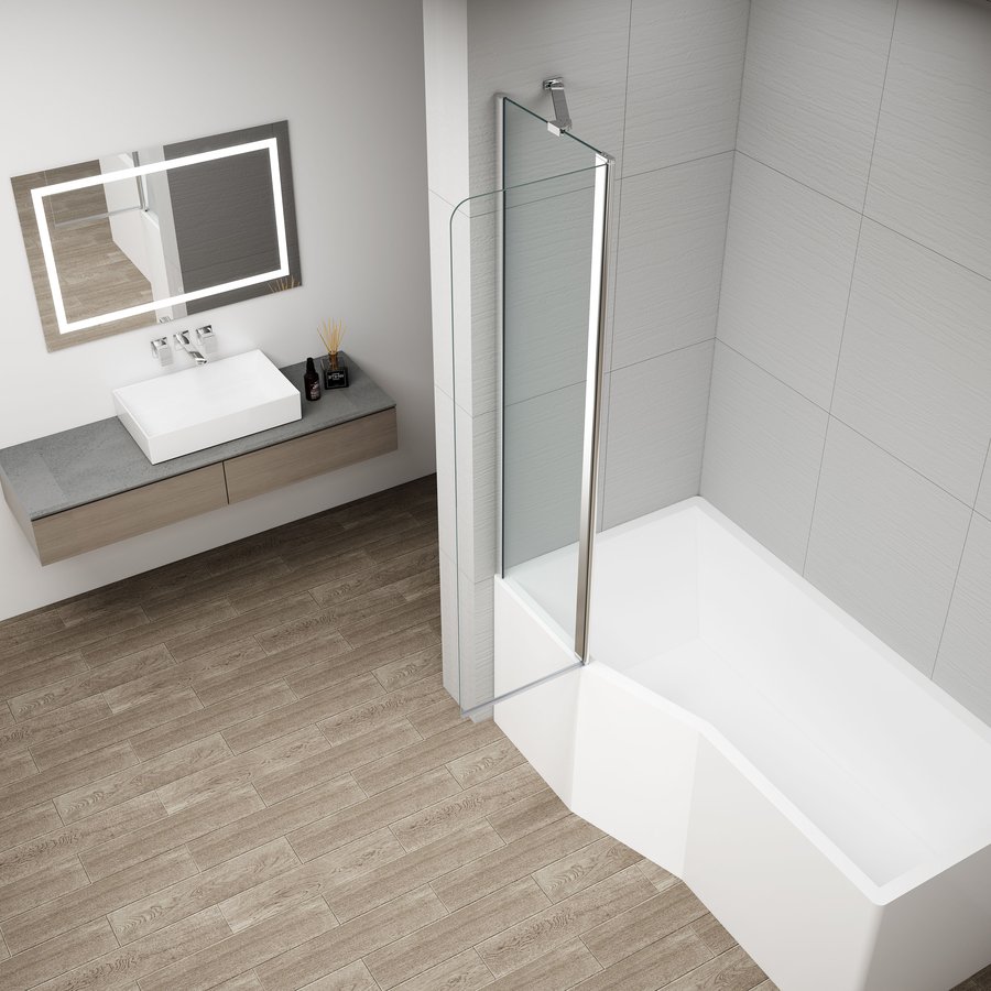 Polysan ROTA vanová zástěna otočná s pevnou stěnou 900mm, čiré sklo FA920