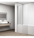 Photo: ROTA rotating bath screen with fixed 900mm side panel, clear glass