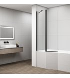 Photo: ROTA BLACK rotating bath screen with fixed 900mm side panel, clear glass