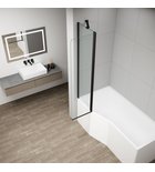 Photo: ROTA BLACK swivel bath screen 900mm, clear glass