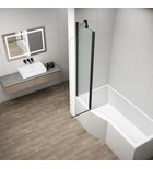 Photo: ROTA BLACK rotating bath screen with fixed 900mm side panel, clear glass