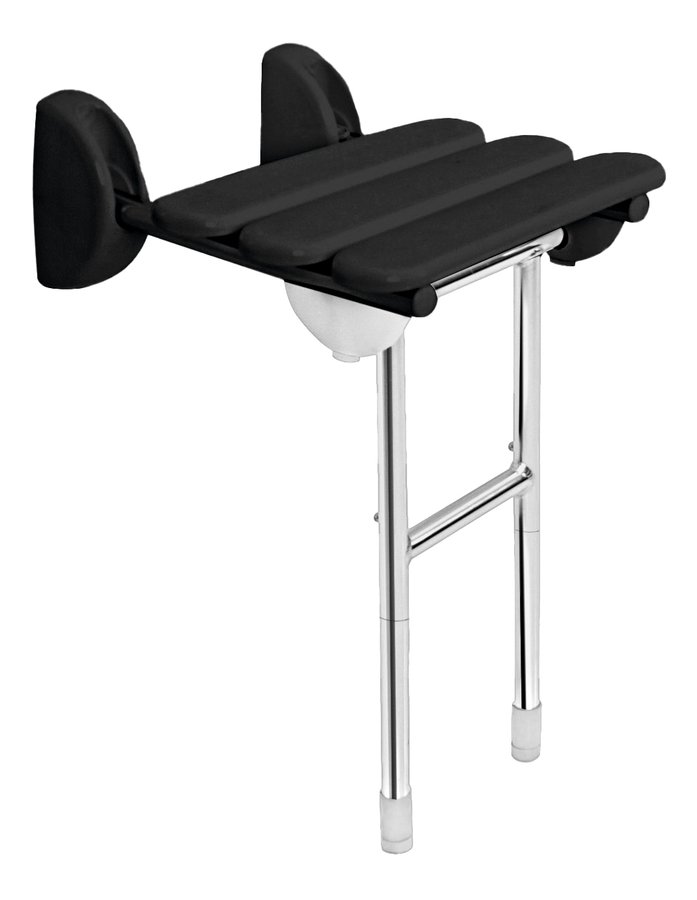 HANDICAP sklopné sedátko do sprchového koutu s podpěrou, 38x36cm, černá A140110-1