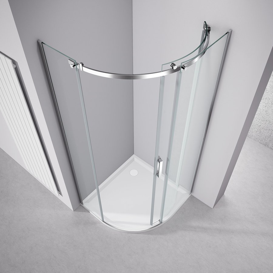 Polysan THRON ROUND čtvrtkruhová sprchová zástěna 900x900mm, čiré sklo, pravá TL2690R-5005