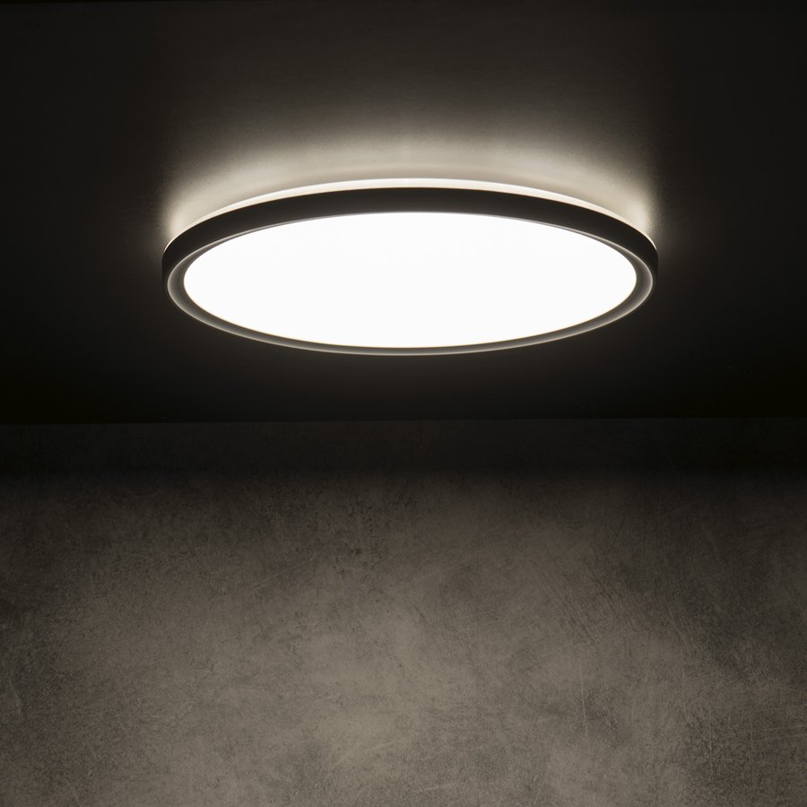 KANLUX AZPO stropní LED svítidlo, ø 290mm, 18,5W, 3000/4000/6000K, IP54, černá mat 31515