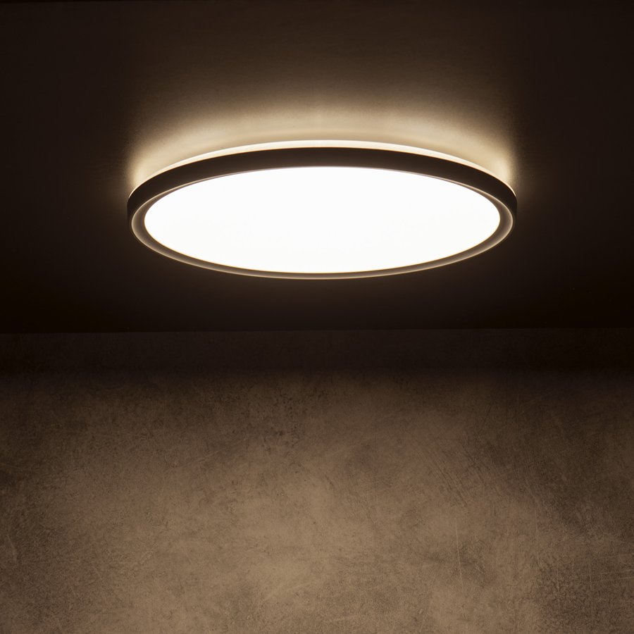 KANLUX AZPO stropní LED svítidlo, ø 290mm, 18,5W, 3000/4000/6000K, IP54, černá mat 31515