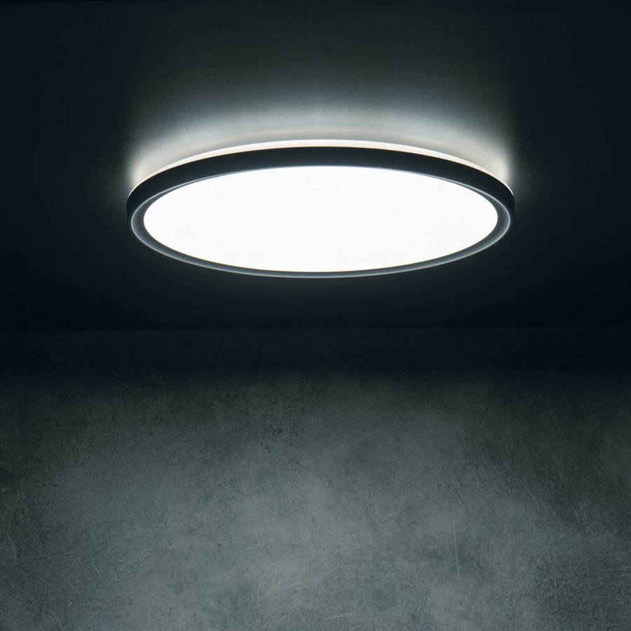 KANLUX AZPO stropní LED svítidlo, ø 290mm, 18,5W, 3000/4000/6000K, IP54, černá mat 31515