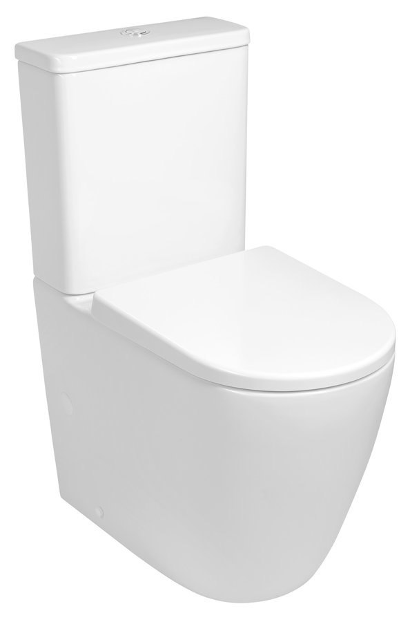 Sapho TURKU WC kombi mísa, Vortex Rimless, zvýšený sedák 64x38 cm, spodní/zadní odpad, bílá PC104-111