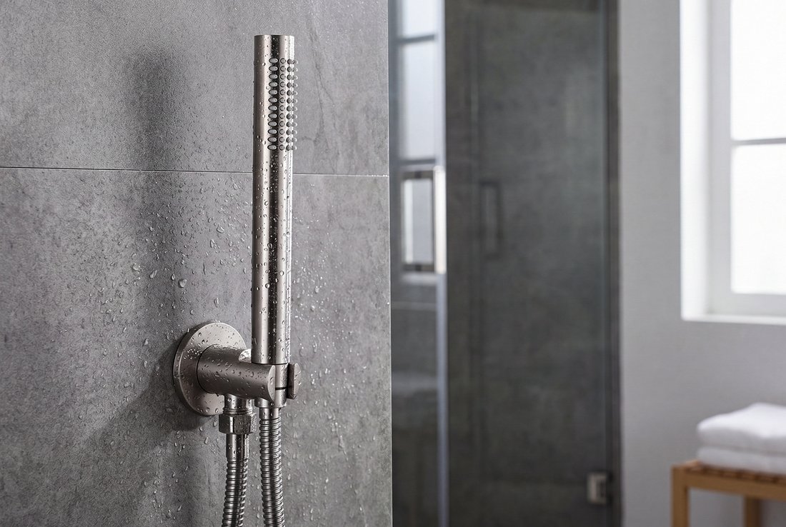 Sapho MINIMAL držák sprchy kulatý, pevný, s vyústěním, nerez mat MI535