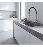 Photo: MINIMAL kitchen mixer, flexible arm, black/stainless steel matt