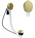 Photo: Badewannenset mit Ablauf, Bowdenzug, Länge 1200mm, Stopfen 72mm, Gold