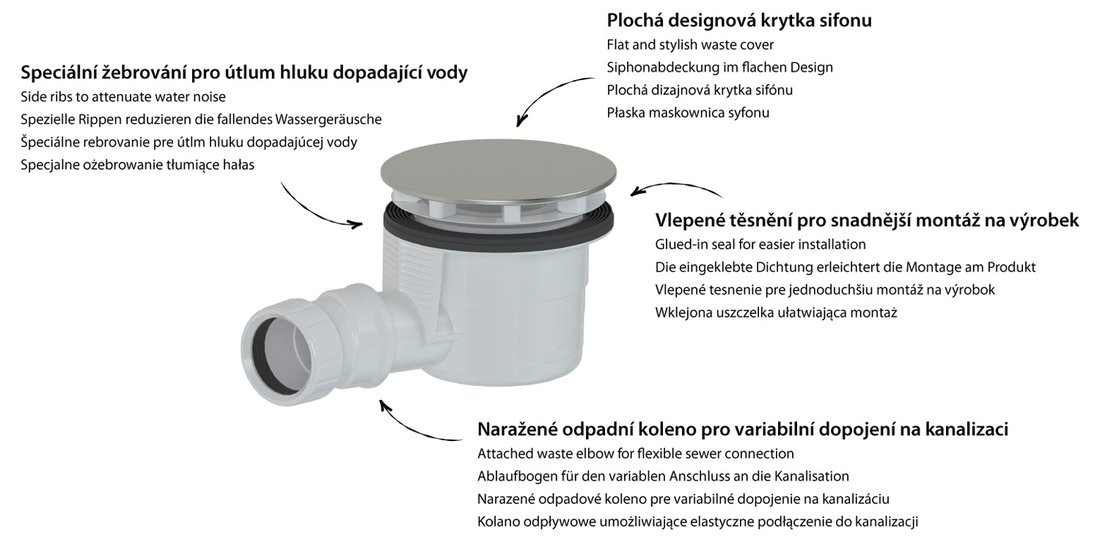 Polysan Vaničkový sifon, průměr 90mm, DN40, krytka měď mat 17911PG