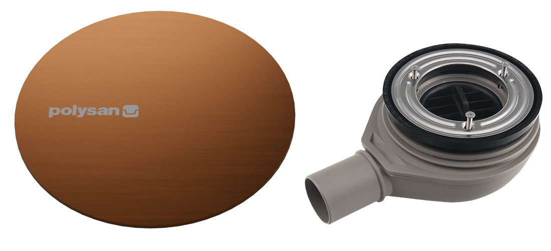 Polysan MIRAI vaničkový sifon, průměr 90mm, DN40, krytka měď mat 72730PG