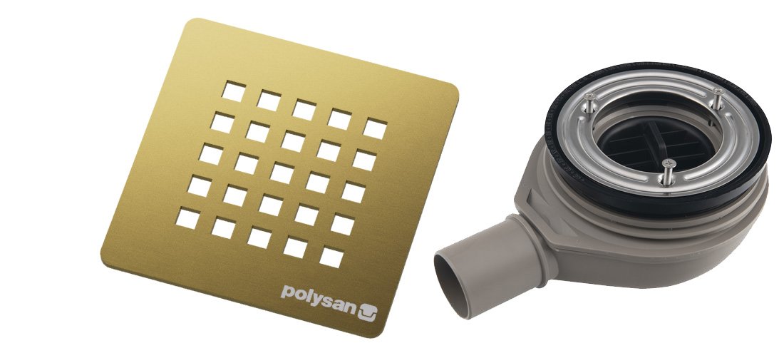 Polysan TRENECA vaničkový sifon, průměr otvoru 90mm, DN40, krytka zlato mat 84999.91