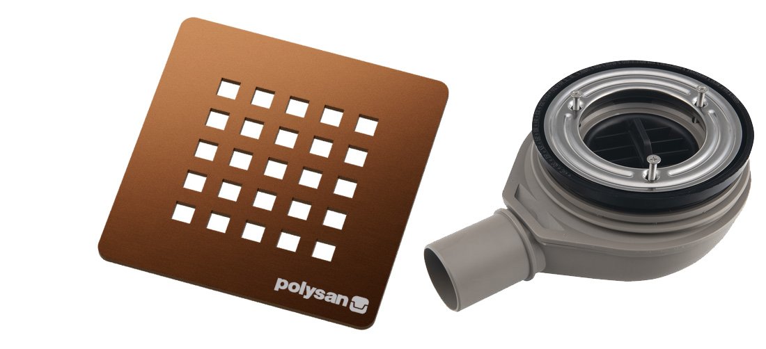 Polysan TRENECA vaničkový sifon, průměr otvoru 90mm, DN40, krytka měď mat 84999.70
