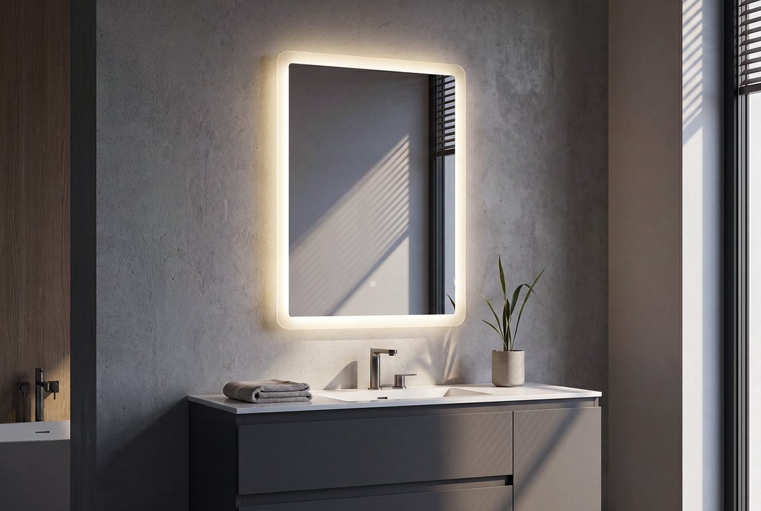 Aqualine FAGO zrcadlo s LED osvětlením 50x70cm, dotykový senzor, stmívatelné FA050