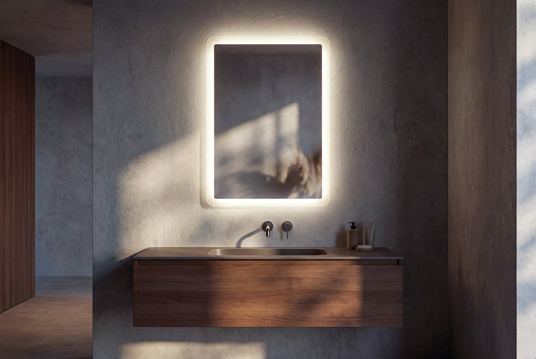 Aqualine FAGO zrcadlo s LED osvětlením 50x70cm, dotykový senzor, stmívatelné FA050
