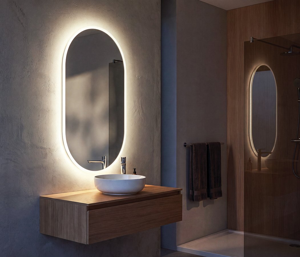 Aqualine MAGARA oválné zrcadlo s LED osvětlením 45x80cm, dotykový senzor, stmívatelné MG045