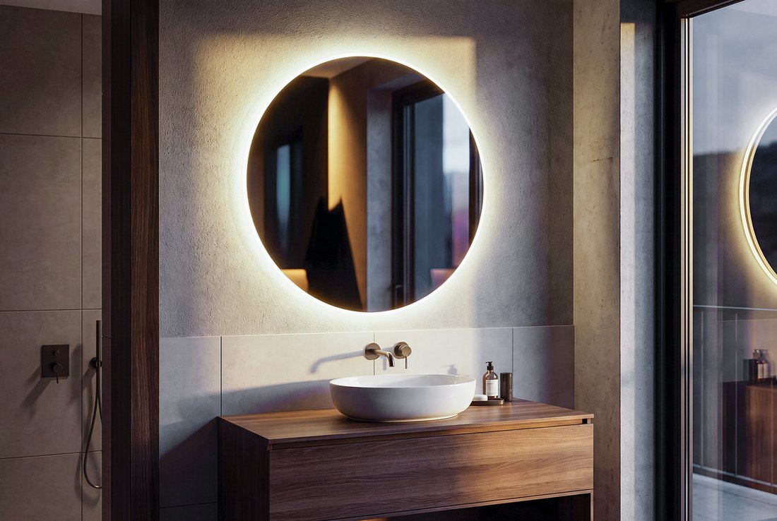 Aqualine URSA kulaté zrcadlo s LED osvětlením ø 70cm, dotykový senzor, stmívatelné UR070