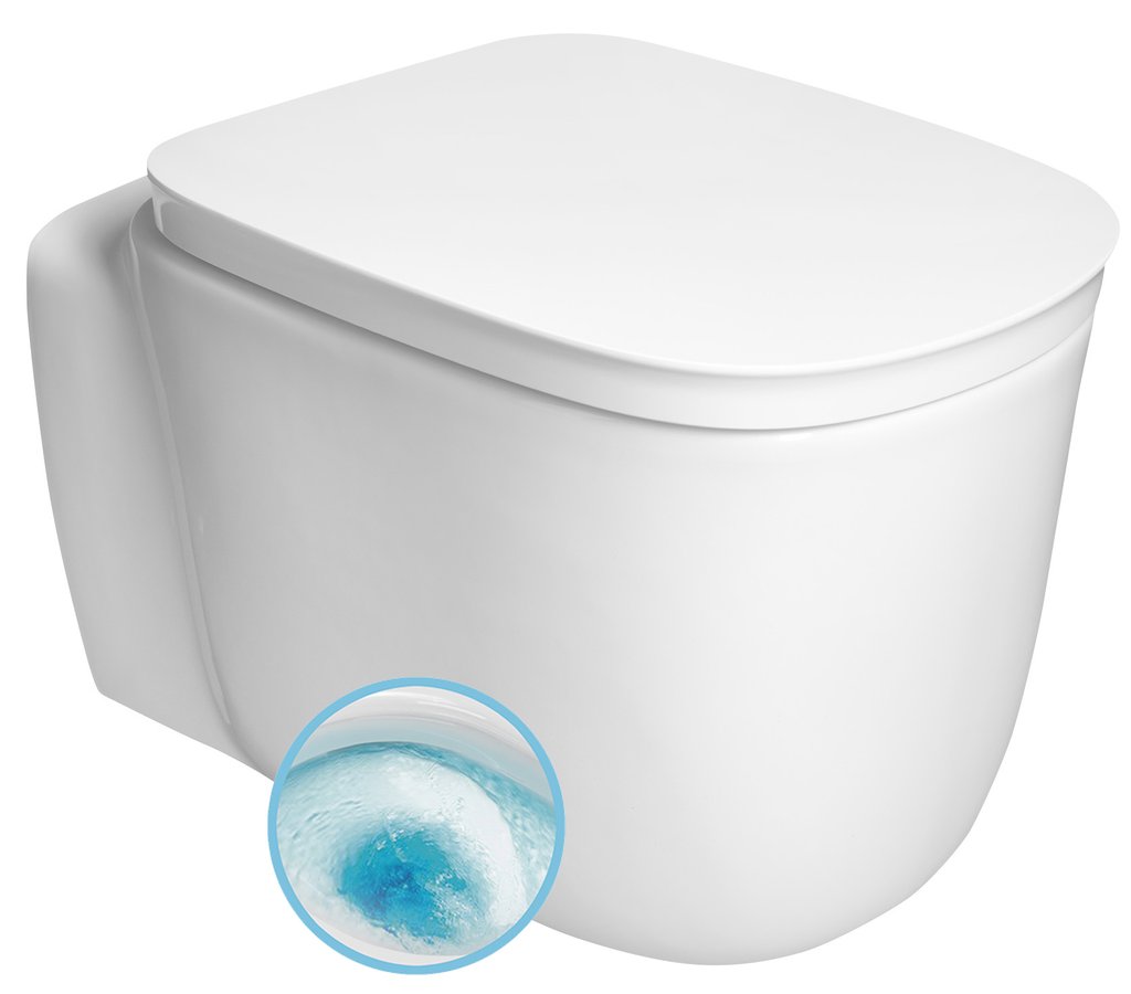 Sapho ORGANIC závěsná WC mísa, Vortex Rimless, 36x52cm, bílá PZ312V