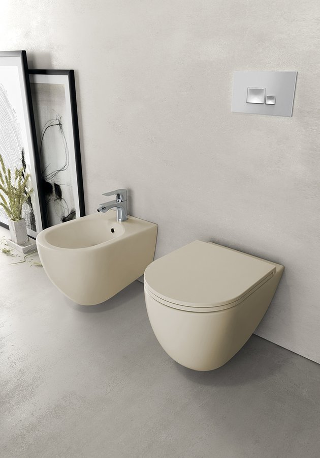 Isvea INFINITY závěsná WC mísa, Rimless, 36,5x53cm, ivory 10NF02005-2K