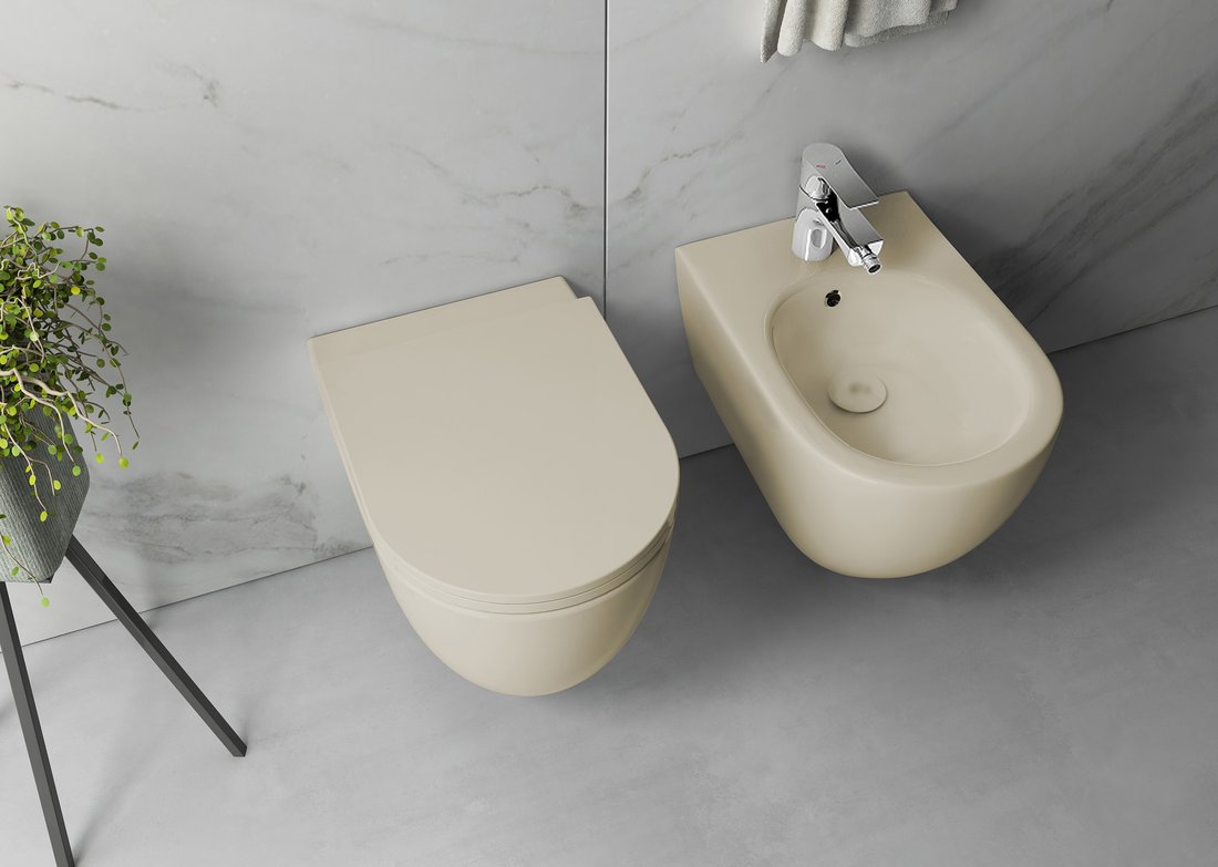 Isvea INFINITY závěsná WC mísa, Rimless, 36,5x53cm, ivory 10NF02005-2K